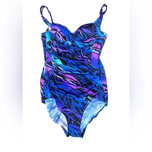 MIRACLESUIT Colorful Ruching Swim Suit Size 10 - Picture 8 of 9